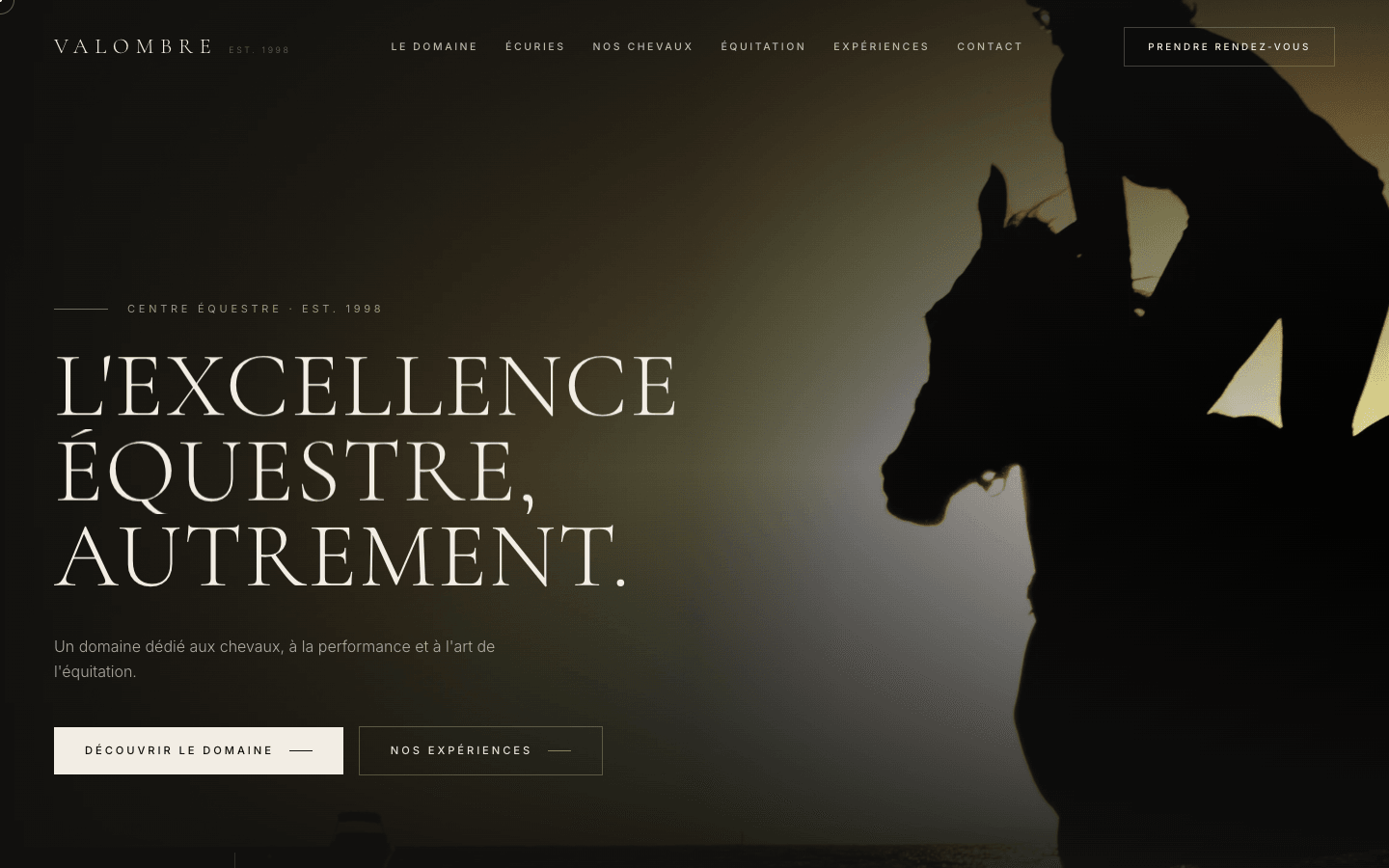 Exemple de site de centre équestre — Domaine de Valombre