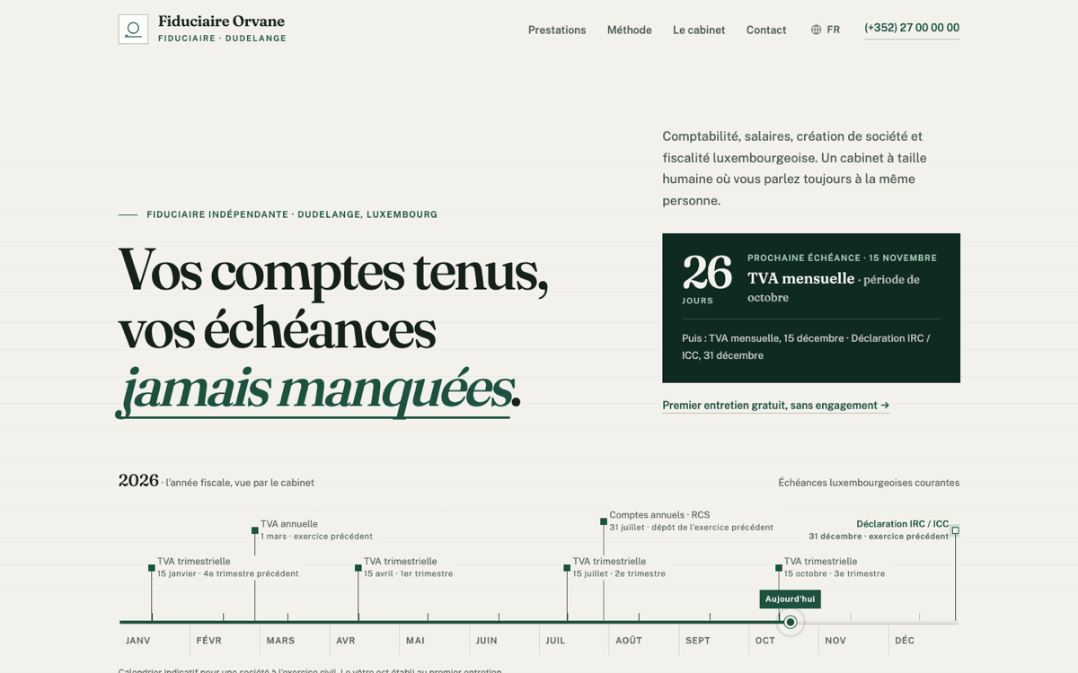 Exemple de site fiduciaire — Fiduciaire Orvane