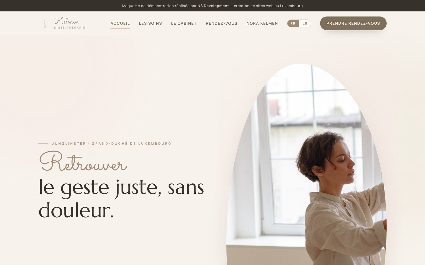 Exemple de site de cabinet de kinésithérapie — Kinésithérapie Kelmen