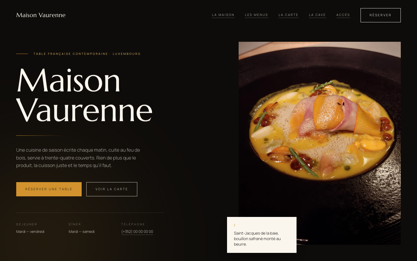 Exemple de site restaurant — Maison Vaurenne